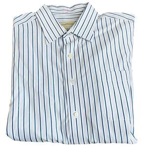 Tommy Bahama Blue Striped Long Sleeve Dress Shirt Mens 17 1/2 34-35